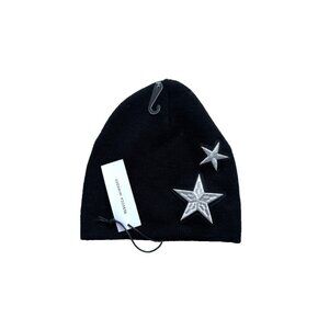Rebecca Minkoff Silver Stars Knit Beanie Hat Black